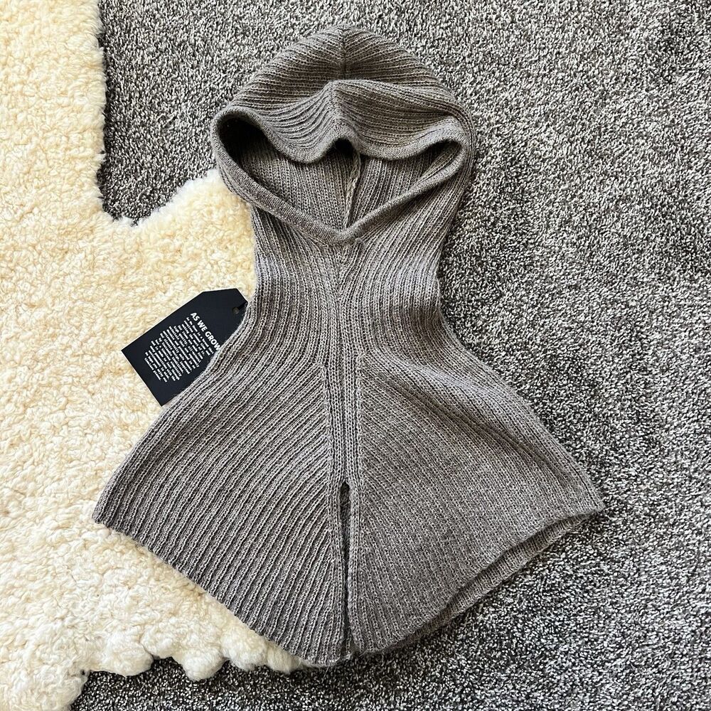 NWT As We Grow 100% Alpaca Rib Hood In Brown Retail $179